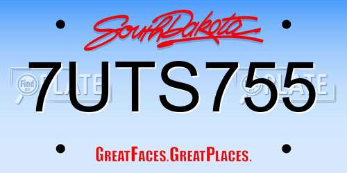 7UTS755 South Dakota License Plate