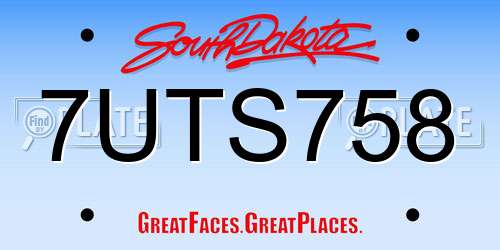 7UTS758 South Dakota License Plate