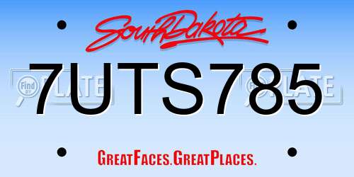7UTS785 South Dakota License Plate