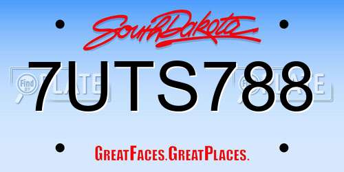 7UTS788 South Dakota License Plate