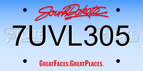 7UVL305 South Dakota License Plate