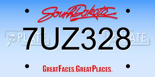 7UZ328 South Dakota License Plate