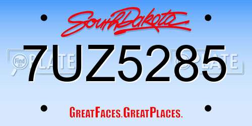 7UZ5285 South Dakota License Plate
