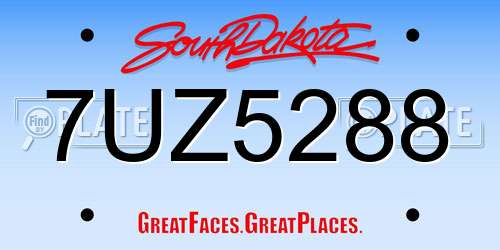 7UZ5288 South Dakota License Plate