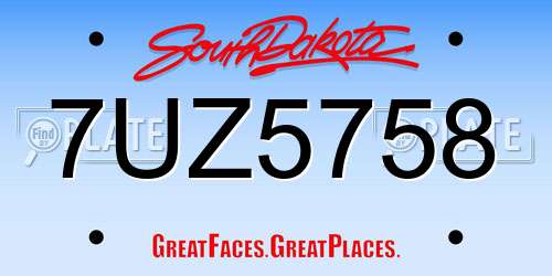 7UZ5758 South Dakota License Plate