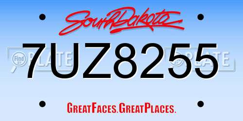 7UZ8255 South Dakota License Plate