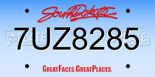 7UZ8285 South Dakota License Plate