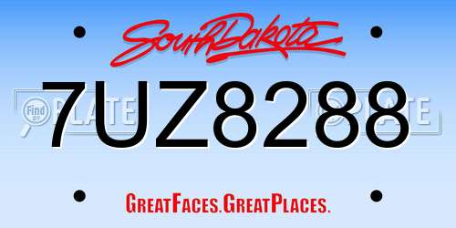 7UZ8288 South Dakota License Plate