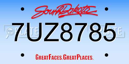 7UZ8785 South Dakota License Plate