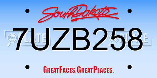 7UZB258 South Dakota License Plate