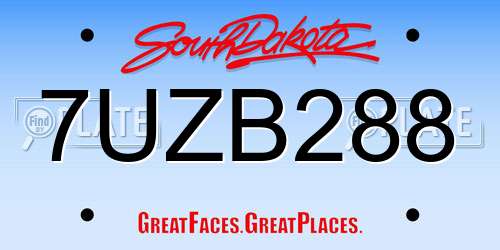 7UZB288 South Dakota License Plate