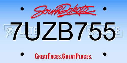 7UZB755 South Dakota License Plate