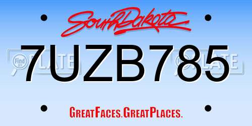7UZB785 South Dakota License Plate