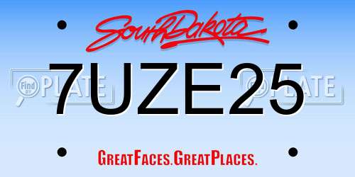 7UZE25 South Dakota License Plate
