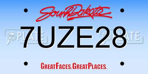 7UZE28 South Dakota License Plate