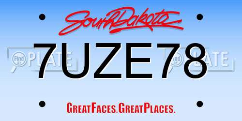 7UZE78 South Dakota License Plate