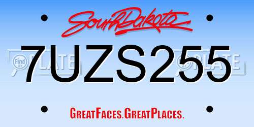 7UZS255 South Dakota License Plate