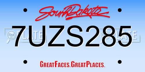 7UZS285 South Dakota License Plate