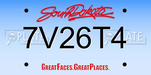 7V26T4 South Dakota License Plate