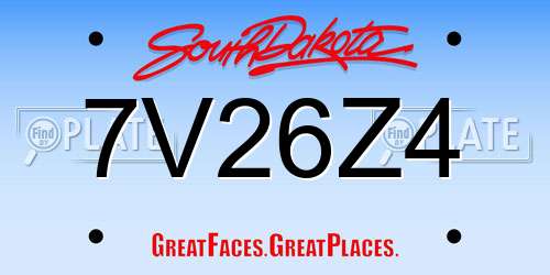 7V26Z4 South Dakota License Plate