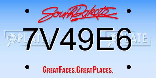 7V49E6 South Dakota License Plate