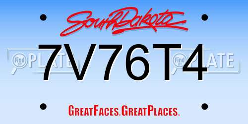 7V76T4 South Dakota License Plate