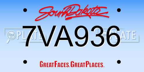 7VA936 South Dakota License Plate