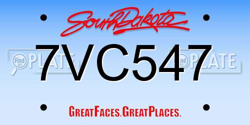 7VC547 South Dakota License Plate