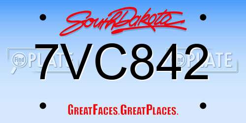 7VC842 South Dakota License Plate