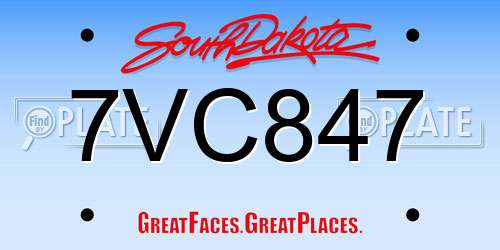 7VC847 South Dakota License Plate