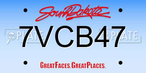 7VCB47 South Dakota License Plate
