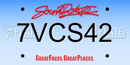 7VCS42 South Dakota License Plate