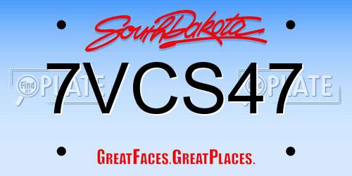 7VCS47 South Dakota License Plate