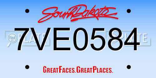 7VE0584 South Dakota License Plate