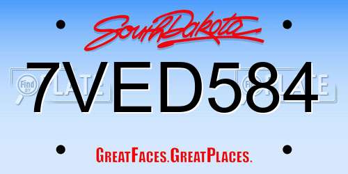 7VED584 South Dakota License Plate