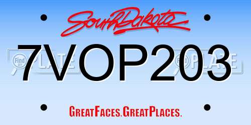 7VOP203 South Dakota License Plate