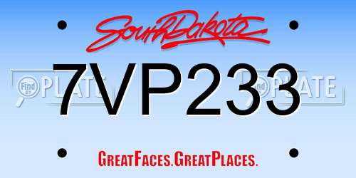 7VP233 South Dakota License Plate