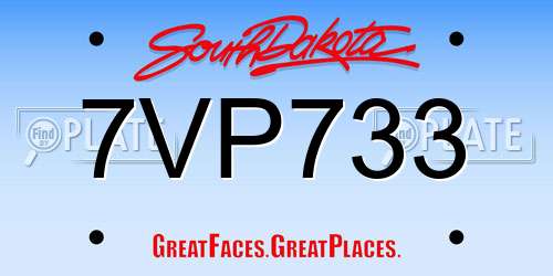 7VP733 South Dakota License Plate