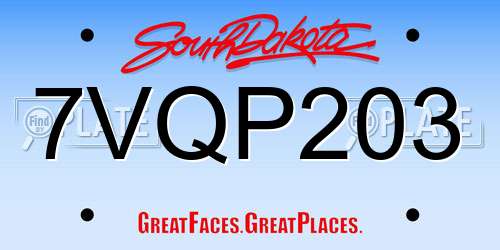 7VQP203 South Dakota License Plate