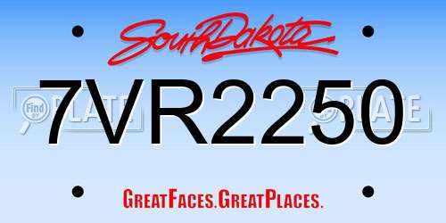 7VR2250 South Dakota License Plate
