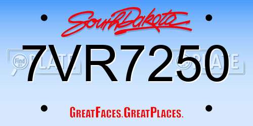 7VR7250 South Dakota License Plate