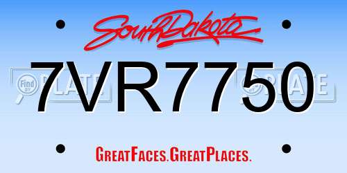 7VR7750 South Dakota License Plate
