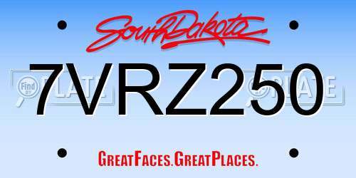 7VRZ250 South Dakota License Plate