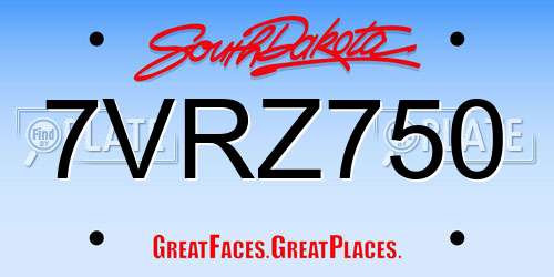 7VRZ750 South Dakota License Plate