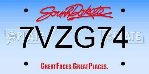 7VZG74 South Dakota License Plate