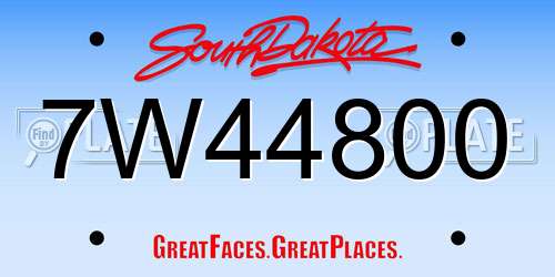 7W44800 South Dakota License Plate