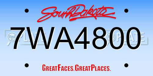 7WA4800 South Dakota License Plate