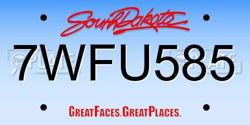 7WFU585 South Dakota License Plate