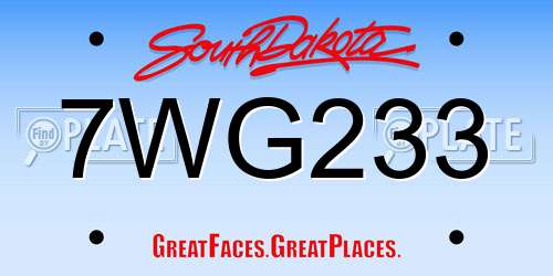 7WG233 South Dakota License Plate