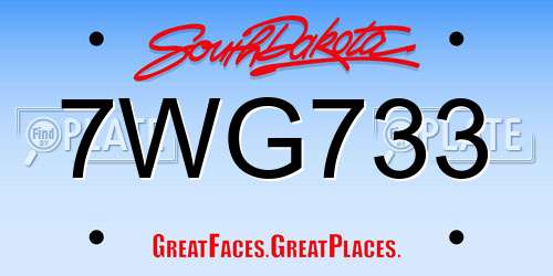 7WG733 South Dakota License Plate